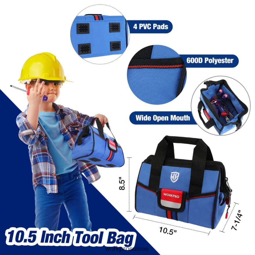 Ensemble d'outils junior pour enfants de 9 pièces avec sac à outils Z2LXTF253 rose bleu WORKPRO outil