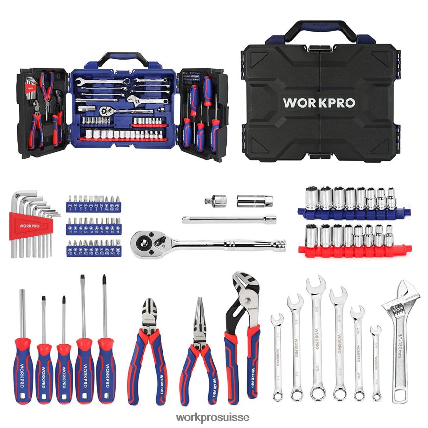 Ensemble d'outils mécaniques de 87 pièces, kit d'outils à main avec boîte à outils de rangement Z2LXTF305 morden WORKPRO outil