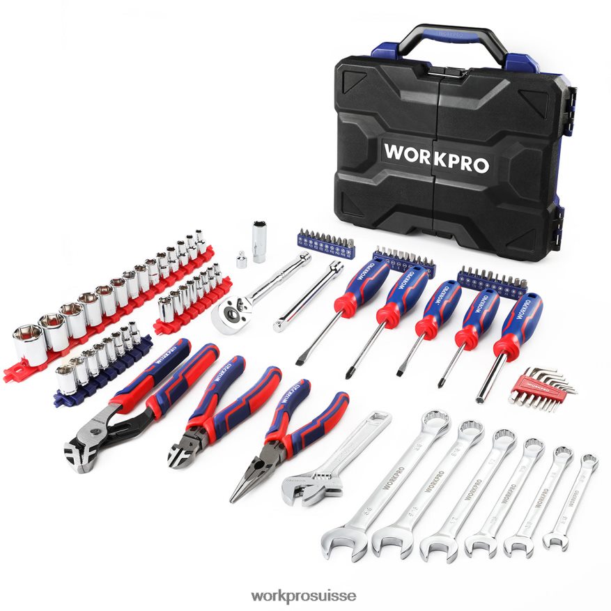 Ensemble d'outils mécaniques de 87 pièces, kit d'outils à main avec boîte à outils de rangement Z2LXTF305 morden WORKPRO outil