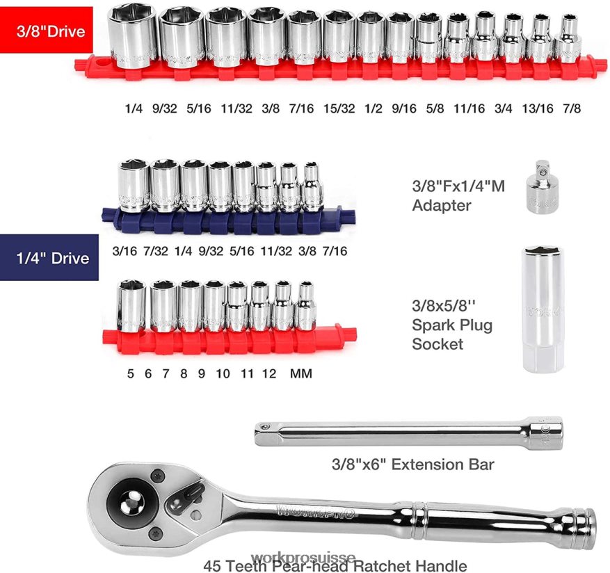 Ensemble d'outils mécaniques de 87 pièces, kit d'outils à main avec boîte à outils de rangement Z2LXTF305 morden WORKPRO outil