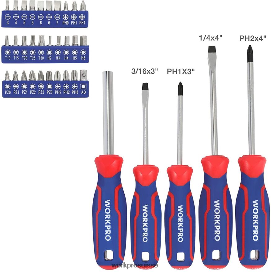 Ensemble d'outils mécaniques de 87 pièces, kit d'outils à main avec boîte à outils de rangement Z2LXTF305 morden WORKPRO outil