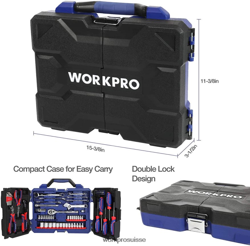 Ensemble d'outils mécaniques de 87 pièces, kit d'outils à main avec boîte à outils de rangement Z2LXTF305 morden WORKPRO outil