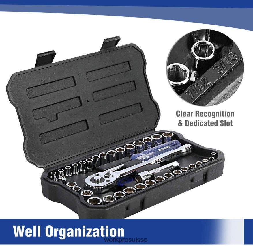 Jeu d'outils mécaniques de clé à douille d'entraînement de 39 pièces avec boîte à outils métrique et sae Z2LXTF310 utile WORKPRO outil