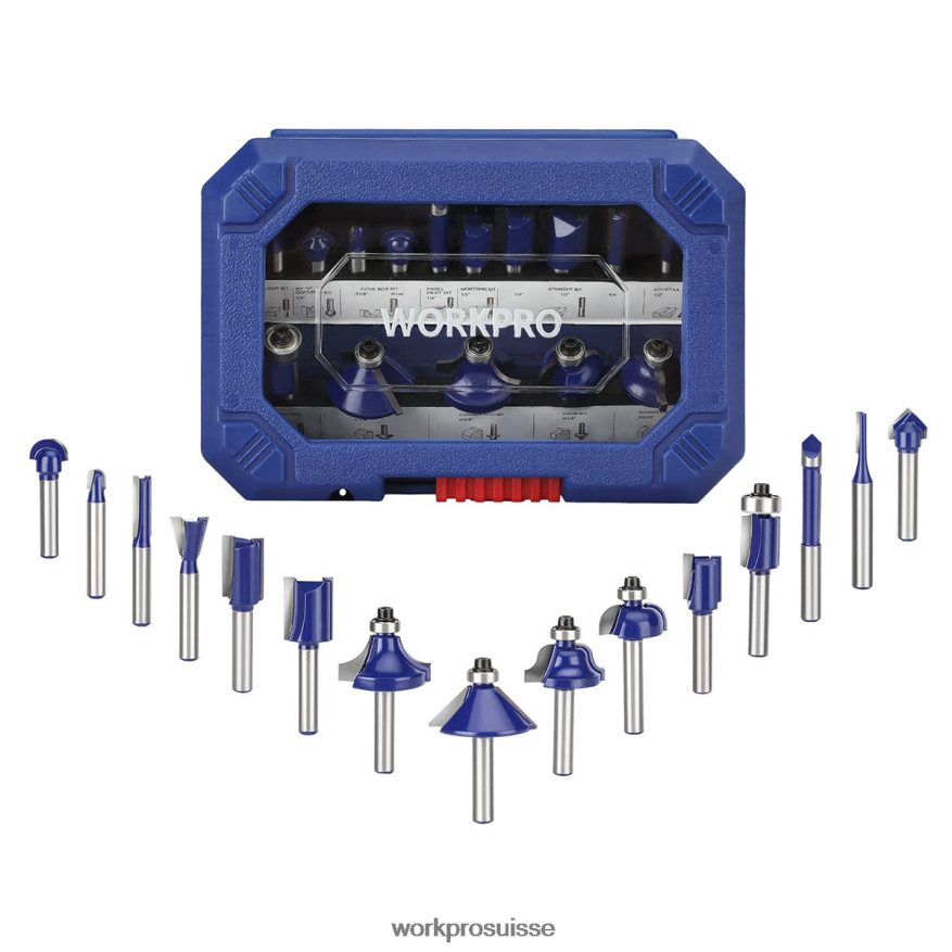 Jeu de 15 mèches de toupie, mèches de toupie en carbure de tungstène à tige de 1/4 de pouce Z2LXTF130 morden WORKPRO outil