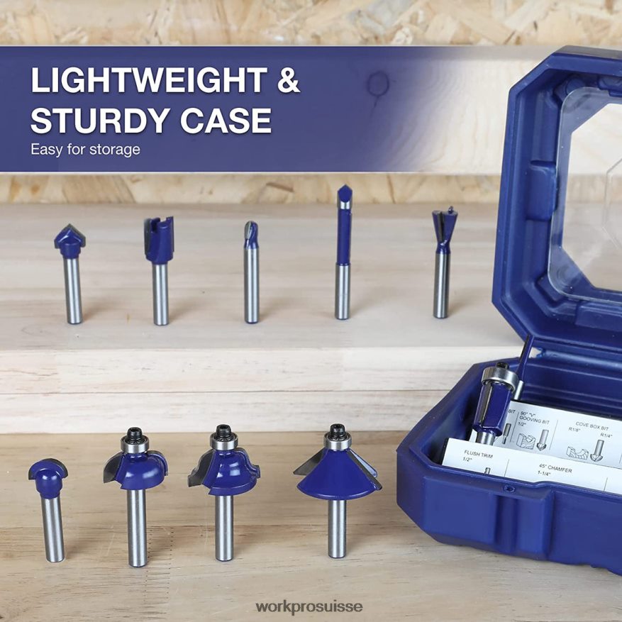 Jeu de 15 mèches de toupie, mèches de toupie en carbure de tungstène à tige de 1/4 de pouce Z2LXTF130 morden WORKPRO outil