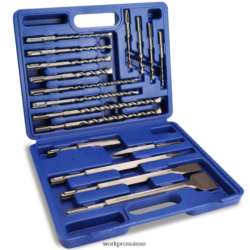 Jeu de 17 forets à marteau rotatif et burins SDS-Plus Z2LXTF199 utile WORKPRO outil