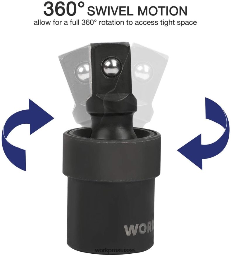 Jeu de 55 douilles à chocs avec barres d'extension, douilles en acier cr-v de qualité supérieure, sae et métriques avec étui de rangement amélioré Z2LXTF307 morden WORKPRO outil