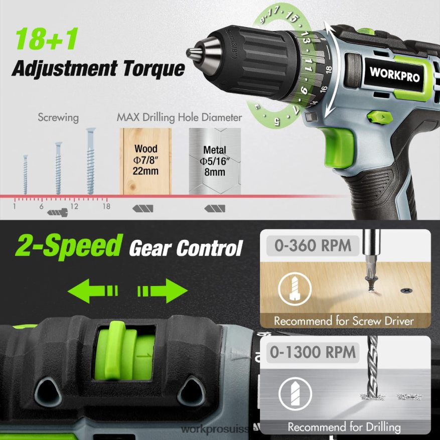 Kit combiné de perceuse sans fil de 157 pièces avec batterie lithium-ion sans fil de 20 V Z2LXTF259 rose/gris WORKPRO outil