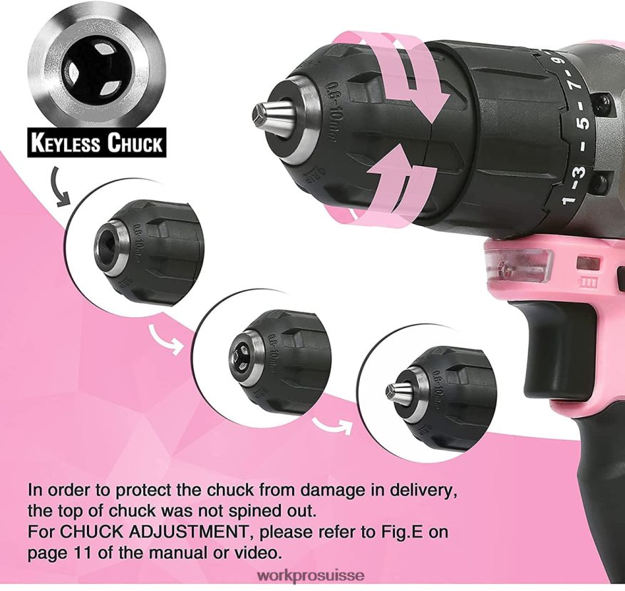 ensemble perceuse-visseuse sans fil lithium-ion 20 V Z2LXTF262 rose WORKPRO outil
