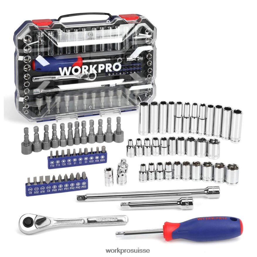 jeu de douilles, jeu de 70 douilles avec cliquet à dégagement rapide, métriques et sae Z2LXTF308 morden WORKPRO outil