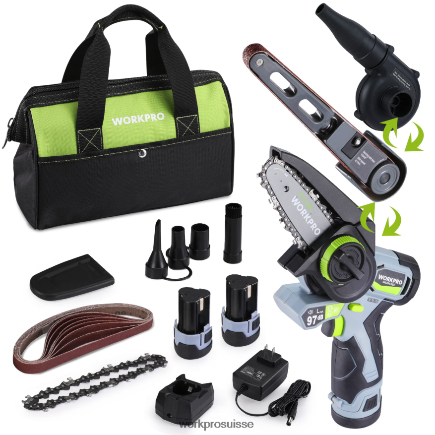 ponceuse à bande sans fil, mini scie à chaîne, souffleur électrique, kit combiné d'outils électriques 3 en 1 Z2LXTF296 morden WORKPRO outil