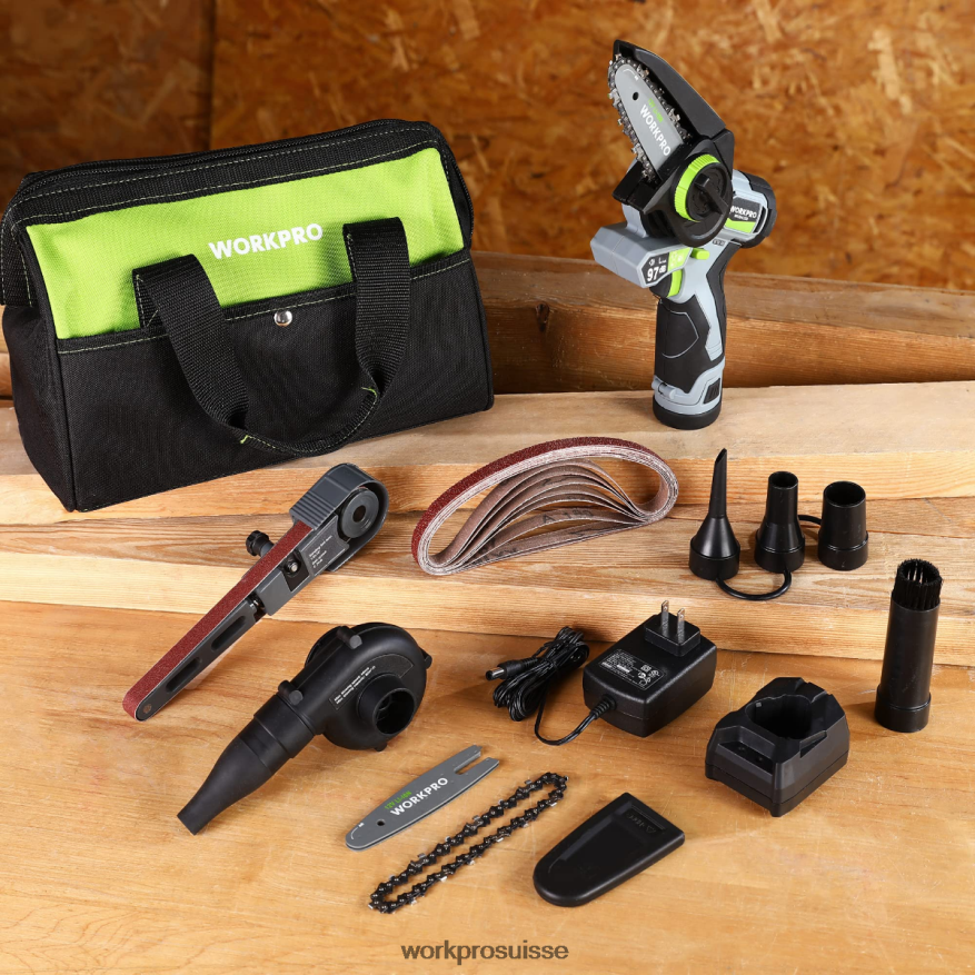 ponceuse à bande sans fil, mini scie à chaîne, souffleur électrique, kit combiné d'outils électriques 3 en 1 Z2LXTF296 morden WORKPRO outil